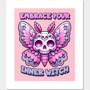 Embrace Your Inner Witch Pastel Skull Moth Posters and Art